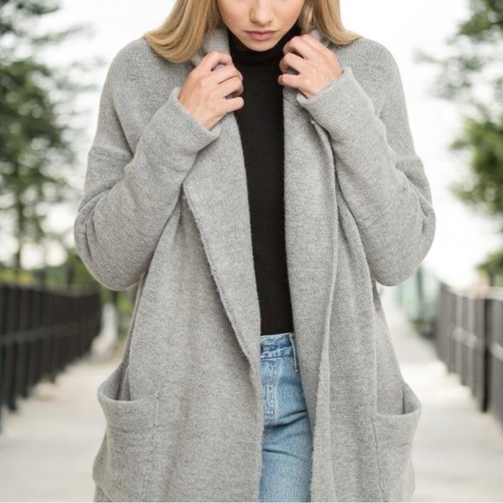 Brandy Melville Made in Italy Wool Blend Kennedy Open Front Cardigan Coat